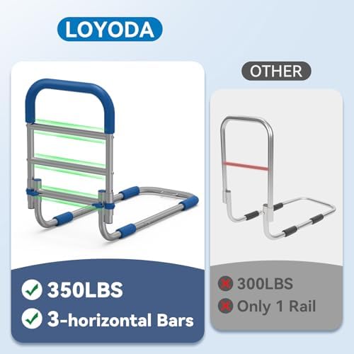 Bed Rails for Elderly Adults Safety, Height Adjustable Bed Assist Rail for Seniors with Storage Organizer and Non-Slip Handle, Bedside Fall Prevent Grab Bar