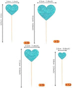 Rsstarxi 35 Pack Love Heart Cupcake Toppers Glitter Sweet Heart Cupcake Picks for Baby Shower Bridal Wedding Birthday Valentine's Day Party Cake Decorations Supplies Light Blue