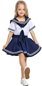 lontakids Girls Sailor Costume Kids Japanese School Uniform Kawaii Cosplay Navy Outfit Suit