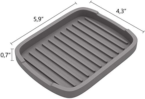 ZAPPOWARE Silicone Sponge Holder -soap Tray - 5.9" X 4.33" Set -2pcs (Gray)