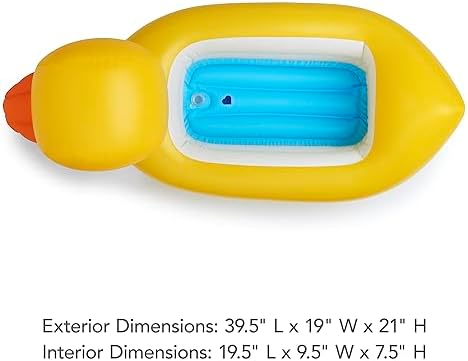 Munchkin Duck Inflatable Baby Bathtub for Babies 6-24 Months, White Hot Heat Alert, Great for Home or Travel, Classic Yellow Ducky