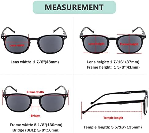 Eyekepper Retro Reading Sunglasses for Women Reading Under The Sun +2.50 Grey Tinted Lens Mens Readers Eyeglasses
