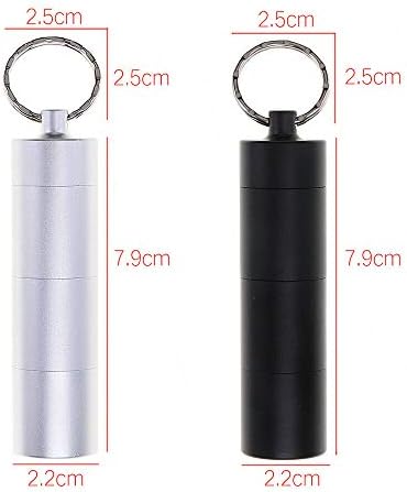 TopHomer Keychain Pill Holder 3 Layers Medicine Pill Box Portable Mini Aluminium Alloy Pill Organizer Case for Hiking, Fishing, Camping, Hunting, Outdoor(Silver)