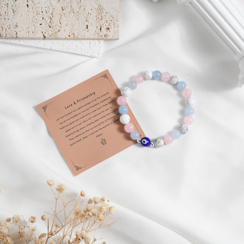 Empath Protection Happy Beads Natural Stone Healing Crystal Evil Eye Bracelet Jewelry Gifts For Women