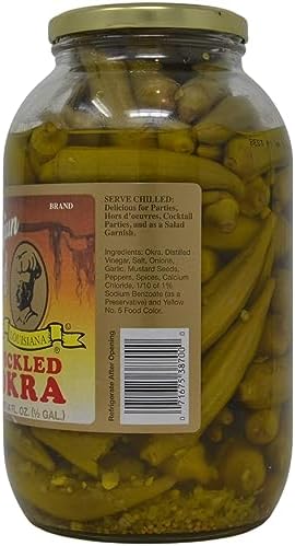 Cajun Chef Pickled Okra 64oz - One Half Gallon (Pack of 1) - Great in Bloody Mary's - Versatile Garnish for Sandwiches, Salads, Martini's, Cheese Boards, and More
