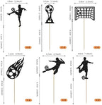 Rsstarxi 24 Pack Soccer Cupcake Toppers Glitter Goal Game Trophy Football Sports Cupcake Picks Decoration for Football Theme Baby Shower Boys Birthday Party Cake Decorations Black