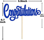 Congratulations Cake Topper, Congrats Grad/You Did It, 2026 Graduation/Wedding/Birthday/Anniversary/Retirement Celebration Party Decorations Supplies for Boy Girl, Blue Glitter
