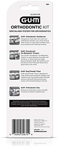 GUM Orthodontic Kit – Features Orthodontic Toothbrush, 3 Proxabrush Sizes and Shred-Resistant EasyThread Floss, and Mint Ortho Wax