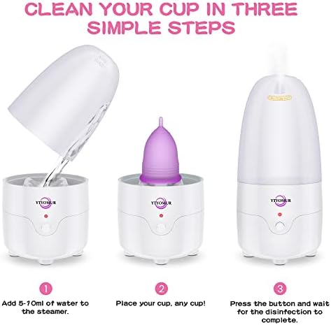 YTYOMUR Menstrual Cup Steamer Sterilizer with 2 Reusable Menstrual Cups, Upgraded Period Cups Cleaner Wash Kit