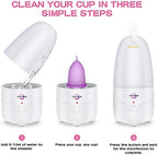 Menstrual Cup Steamer Sterilizer with 2 Reusable Menstrual Cups, Upgraded Period Cups Cleaner Wash Kit