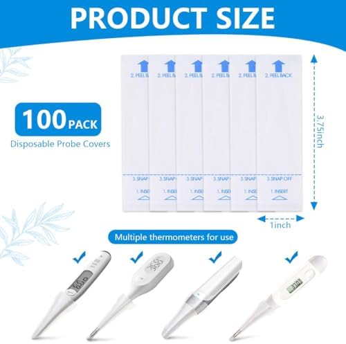 OBTANIM 100 Pieces Disposable Digital Thermometer Probe Covers Clear Temperature Sheath Sleeves for Oral, Rectal, Armpit