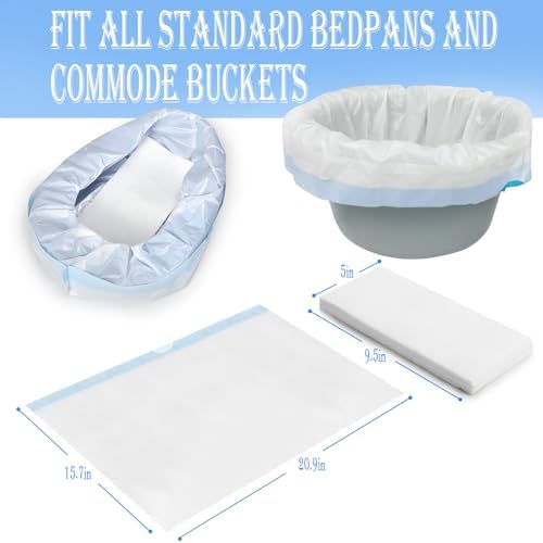 Bedpan Liners with Super Absorbent Pads 20 Packs Disposable Commode Liners Bed Pan Liners with Pulling String, Medical Grade & Universal Fit Bedside Commode Liners for Elderly Women Men Home Nursing