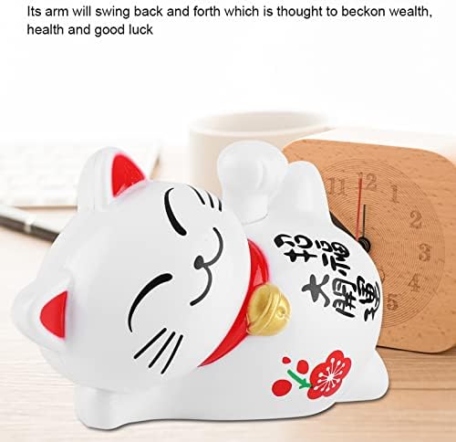 Solar Powered Lucky Cat, Fortune Fengshui Decor, Solar Powered Waving Cat, Lucky Cat Car Decor, Fortune Cat, Fengshui Cat, Maneki Neko Lying Waving Beckoning Cat Feng Shui Decoration(#1)