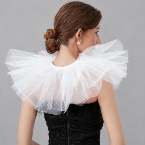 Clown Tulle Ruffle Collar, Layered Mesh Neck Ruffle, Victorian Elizabethan Renaissance Halloween Costume Accessory