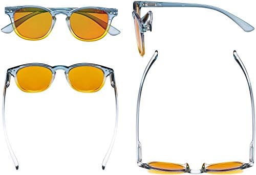 Eyekepper Ladies Blue Light Blocking Reading Glasses with Orange Tinted Filter Lens - Night Sleep Computer Readers Women - Blue-Yellow Frame +1.25