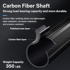 Carbon Fiber Quad Base Walking Cane with Wooden Handle - Lightweight Mobility Aid for Seniors and Injury Recovery, Adjustable Height for Stability and Comfort