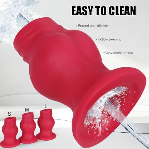 Hollow Anal Fist Sex Sleeve, Red XXL Thick Anal Expander - Anal Plug - Anal Speculum Large Butt Plug Expansion Vagina Dilator Prostate Massage Tunnel Enema Douche Sex Toys for Women Men (M)
