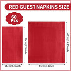 NatNarr 60 Pcs Red Napkins, Disposable Hand Towels for Bathroom Red Dinner Guest Napkin for Birthday, Wedding, Graduation