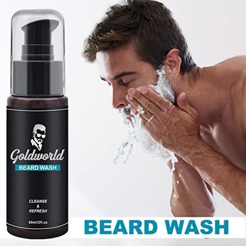 Beard Kit,Beard Grooming Kit w/Beard Wash/Shampoo,2 Packs Beard Oil,Beard Balm,Beard Wash,Brush,Comb,Scissor,Storage Bag,E-Book,Beard Care&Trimming Kit