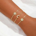Dainty Bracelets for Women, 14k Gold Plated/Silver Layered Charms Bracelet Herringbone Satellite Beads Box Rope CZ Bracelet Adjustable Cuba Link Chain Bracelet Set Jewelry Gifts