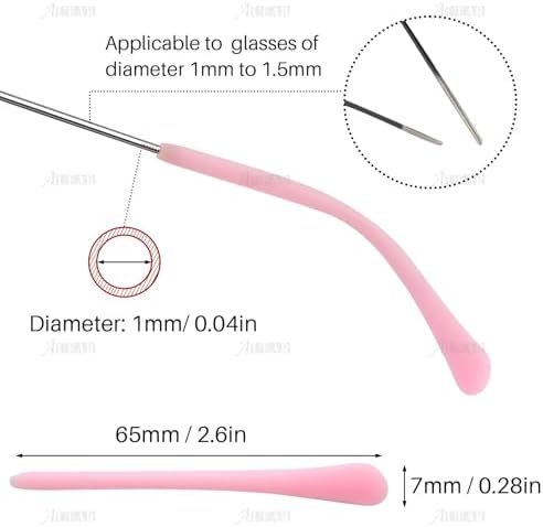 AUEAR, Eyeglass End Tips Anti-Slip Silicone Ear Sock Pieces Tube Sleeve Replacement Temple Arms for Flat Thin Wired Sunglasses Legs (6 Pairs, Mix, Round Tips)