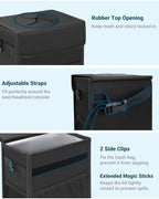 Capolo Car Trash Can with Lid, Leakproof Car Trash Bag Hanging Waterproof Automotive Garbage Can with Storage Pockets Mini Vehicle Trash Bin for Back/Front Seat(Black,2.5 Gallon)