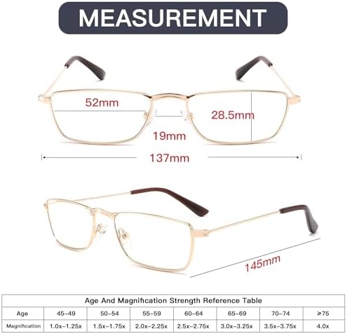 DONGDI Reading Glasses Blue Light Blocking Metal Eyeglasses Lightweight Computer Readers Anti Eyestrain & UV Protection
