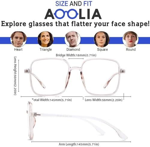 Square Reading Glasses Oversized Full Rim Spectacles Trendy Blue Light Blocking Reader Eyeglasses Lightweight Eyewear