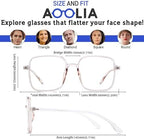 Square Reading Glasses Oversized Full Rim Spectacles Trendy Blue Light Blocking Reader Eyeglasses Lightweight Eyewear