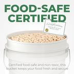5-Gallon White Bucket Pail Container with Lid Food Grade Heavy-Duty Extra Durable Metal Handles with Plastic Grip for Easy Carrying Multi-Use Easy Stack and Store BPA Free
