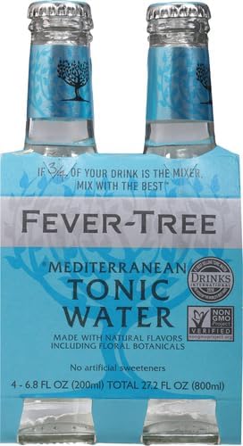 Fever-Tree Mediterranean Tonic Water Glass Bottles, No Artificial Sweeteners, & Preservatives, (Pack of 4) flavorings 27.2 Fl Oz