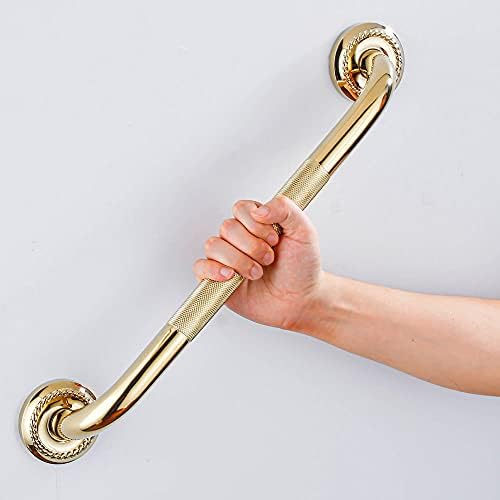 Textured Shower Grab Bar, 18-Inch Bathroom Support Rails, Stylish Anti-Slip Safety Armrest Hand Rail, Polished Gold Finish, Good for Senior, Kids, Elderly