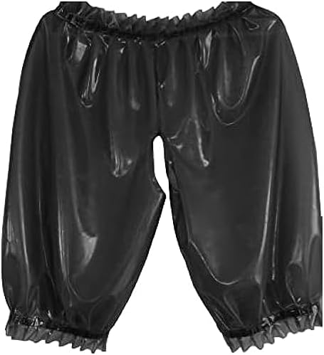 Latex Pants Rubber Black Sexy Boxer Shorts Lingerie Party Lace 0.4mm Handmade Custom Role Playing,Black,XL