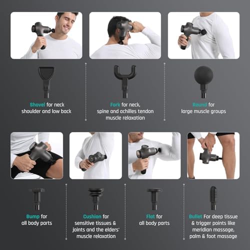 Mebak 3 Massage Gun, Massage Gun Deep Tissue for Athletes, Professional Muscle Percussion Massager, Massager for Shoulder Leg Back Body Pain Relief, Quiet Portable Sport Tool, Gifts for Him