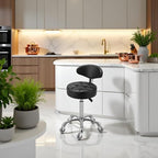 Kaleurrier Swivel Stool Chair Adjustable Height,Heavy Duty Hydraulic Rolling Metal Stool for Kitchen,Salon,Bar,Office,Massage (with Back Rest) (Black)