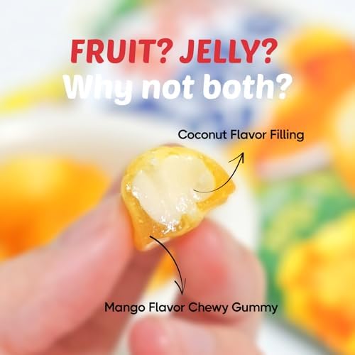 COELO Peelable Cocomango Gummy 67g x 3Pack (Total 7.09oz) | 4D Tropical Peeling Candy Filled Rich Fruits Jelly | Coconut Mango Flavor Filling Fun Chewy Shareable Treats Single Serve Korean Snack 망고젤리
