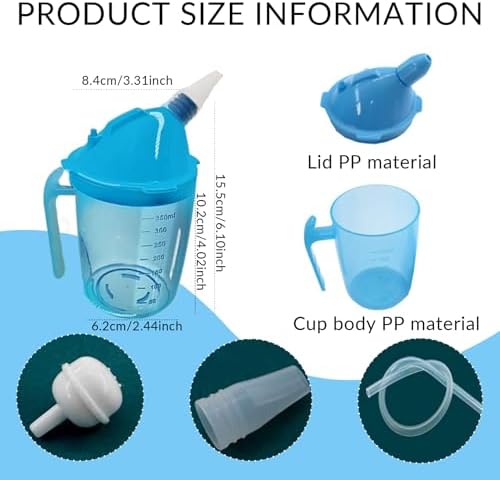 Adult Sippy Cups with Long Straw Spill & Choke Proof 350ml PP Elderly Sippy Cup with Handle Food Grade Scaled Beakers for Elderly Disabled Patient Maternity,Sippy Cup with Handles