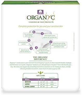 Organyc Bladder Control Underwear for Women - Organic Cotton Protective Underwear for Incontinence, Leak Protection, Odor Protection and Sensitive Skin, Small, 14 Count