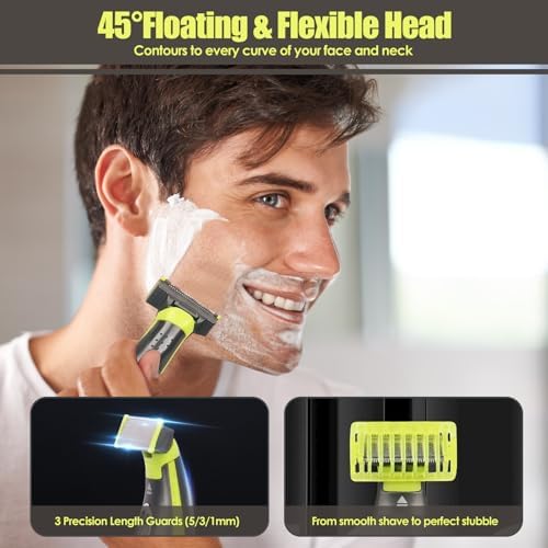 Beard Trimmer for Men, Rechargeable Face & Body Hair Trimmer, Washable Mens Electric Razors for Shaving Face, Beard, Mustache Trimmer, Double Sided Tooth Razors for Teen Boys