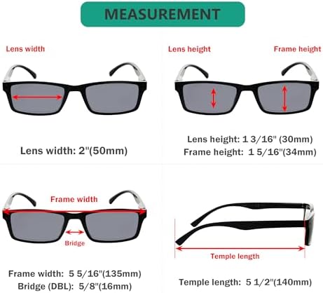 Eyekepper Spring Hinge 5-pack Retro Style Reading Glasses Sunshine Readers Grey Lens
