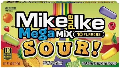 NEW Mike & Ike Mega Mix Sour Gluten Free/ Fat Free Candies Net Wt 5oz (12)