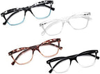Reading Glasses Women Ladies Readers +0.75 Stylish Women's Magnifying Cheaters Glasses 4 Pack Lightweight Comfortable Fit
