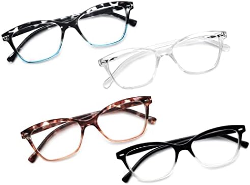 Reading Glasses Women Ladies Readers +0.75 Stylish Women's Magnifying Cheaters Glasses 4 Pack Lightweight Comfortable Fit