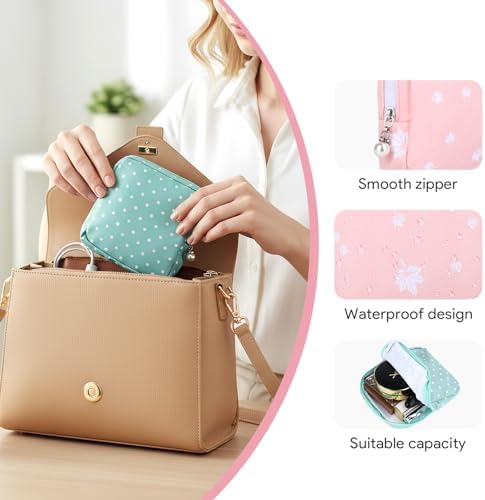 4Pcs Period Bag Sanitary Napkin Storage Bag Pouch Portable Tampon Holder for Purse Period Pouches for Teen Girls Menstrual Cup Pouches Sanitary Pads Organizer with Zipper for School