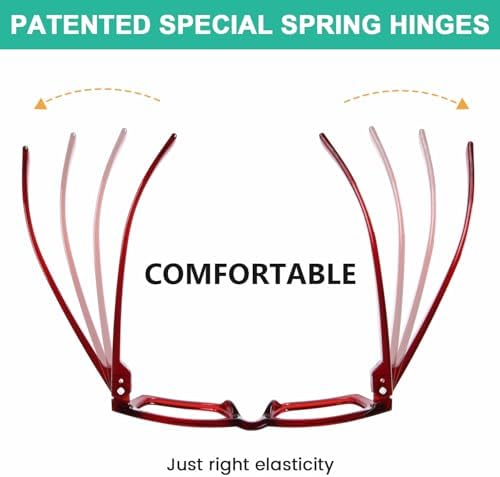 Eyekepper 6 Pack Metalless Screwless Spring Hinges Reading Glasses for Women and Men Design Readers +2.25