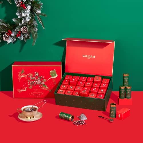 VAHDAM, Advent Calendar 2026 (500g/17.63oz) 24 Unique Loose Leaf Tea - Exclusive Holiday Tea Gift Sets | Christmas Advent Calendar 2026 for Adults | Advent Calendar 2026 Adult Women & Men
