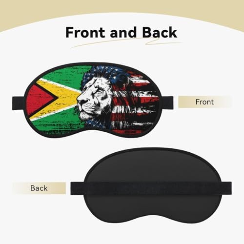 Lion America Flag Guyanese Flag Sleep Mask for Men Women Soft Skin-Friendly Eye Cover Airplane Travel Essentials Night Sleeping