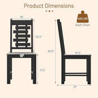 Giantex Wooden Dining Chairs Set of 2, 100% Solid Rubber Wood Kitchen Chair with High & Tilted Backrest, Wide Seat, Mid-Century Modern Side Armless Chairs for Dining Room Living Room, Black