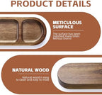 2 Pcs Soy Sauce Dish, Wooden Divided Dip Bowls, Korean 4-Compartment Sauce Plates for Home Restaurant BBQ, Vinegar, Spices, Ketchup, Salt, Sugar, and Flavors