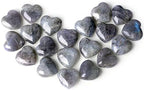 10 PCS Heart Labradorite Crystal Thicken Set Blue Black Polished Stones Palm Love Natural Healing Crystals Gemstones Reiki Energy Balancing Carved Palm Worry Stone Meditation Gift